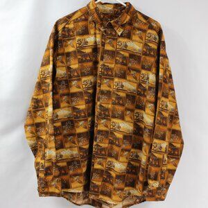 Woolrich Outdoor Bear Pheasant Mountain‎ Nutmeg Boxes Button-down Size XL